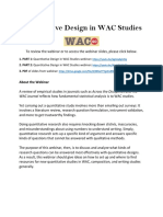 Quantitative Design in Wac Studies Screencast & Resources
