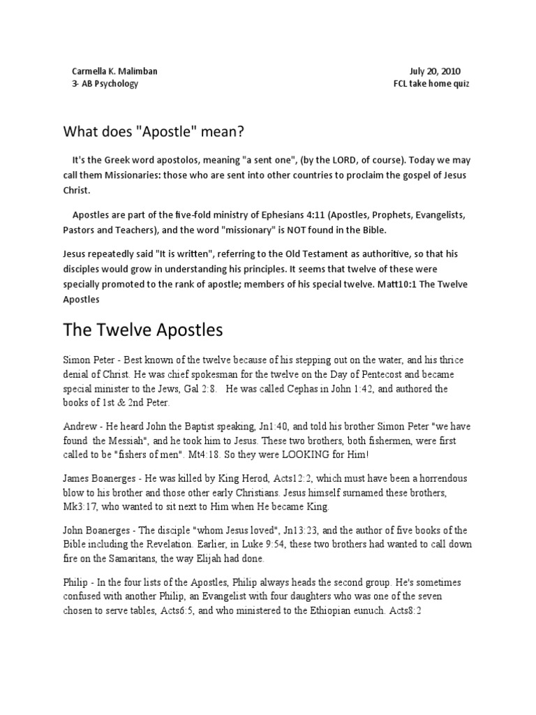 The Twelve Apostles What Does Apostle Mean PDF John The Apostle 1715776419