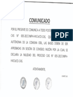 COMUNICADO PROCESO CAS N° 005 - 2017 MPH HVCA CE CAS