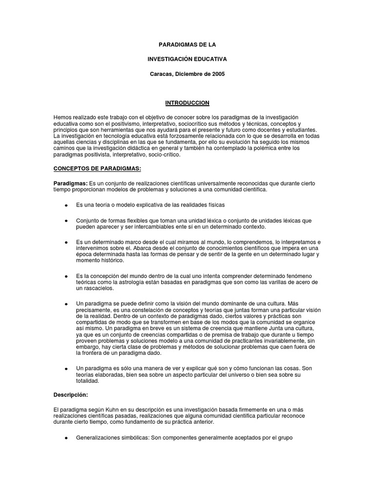Paradigmas en Investigación Educativa | PDF | Paradigma | Science