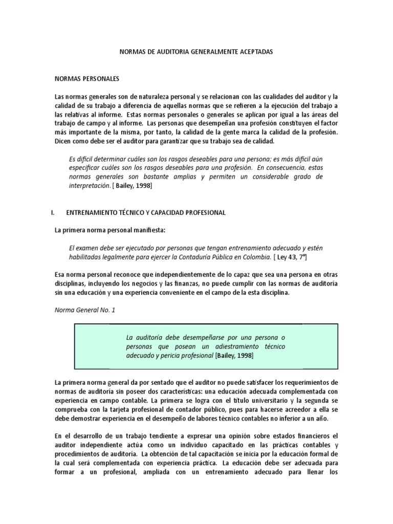 Normas de Auditoría Generalmente Aceptadas | PDF | Contralor | Contador