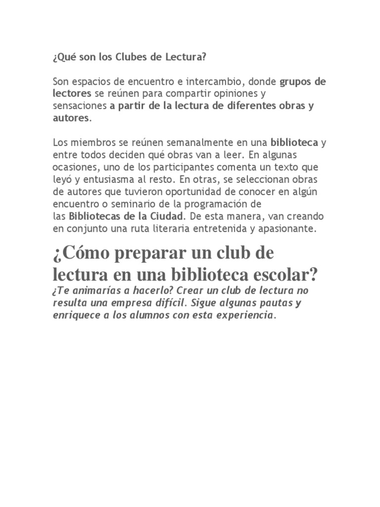 Cómo Preparar Un Club de Lectura | PDF | Lectura (proceso) | Autor
