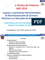 Algunas Experiencias Internacionales de Reestructuracion de Sectores Electricos en Mercados de Electricidad