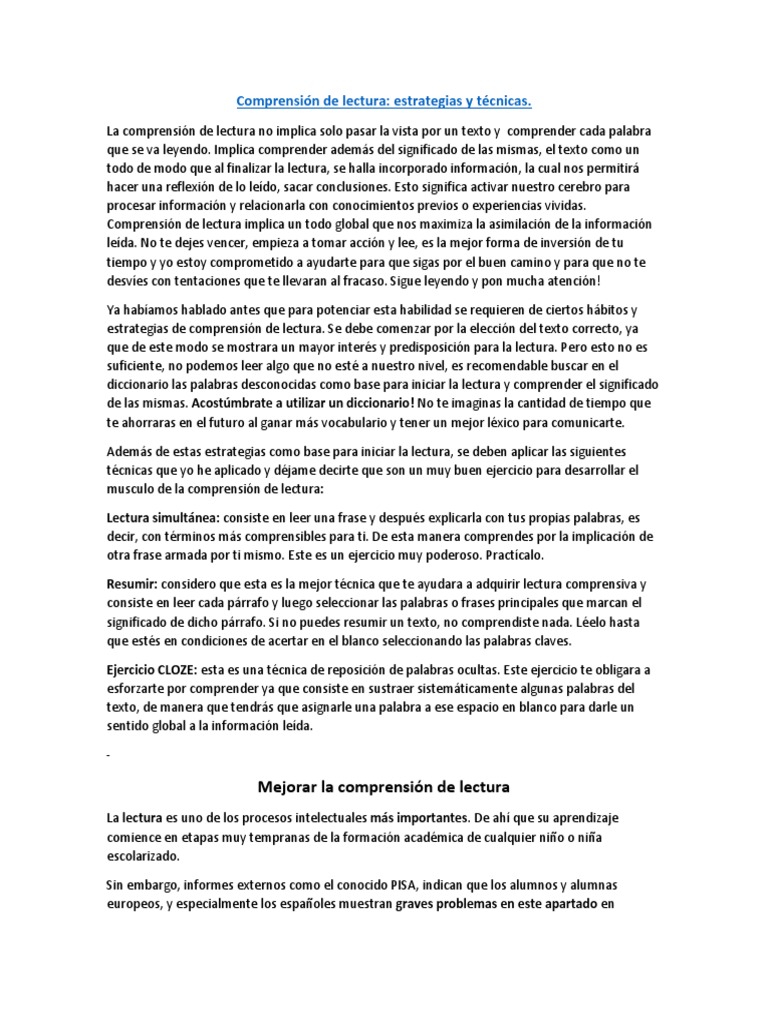 Comprension Lectora UNSAAC | PDF | Lectura (proceso) | Comprensión lectora
