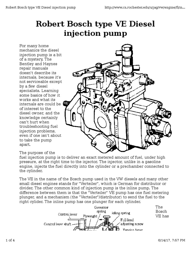 Bosch VE Diesel Injection Pump Overview | PDF | Fuel Injection | Diesel ...