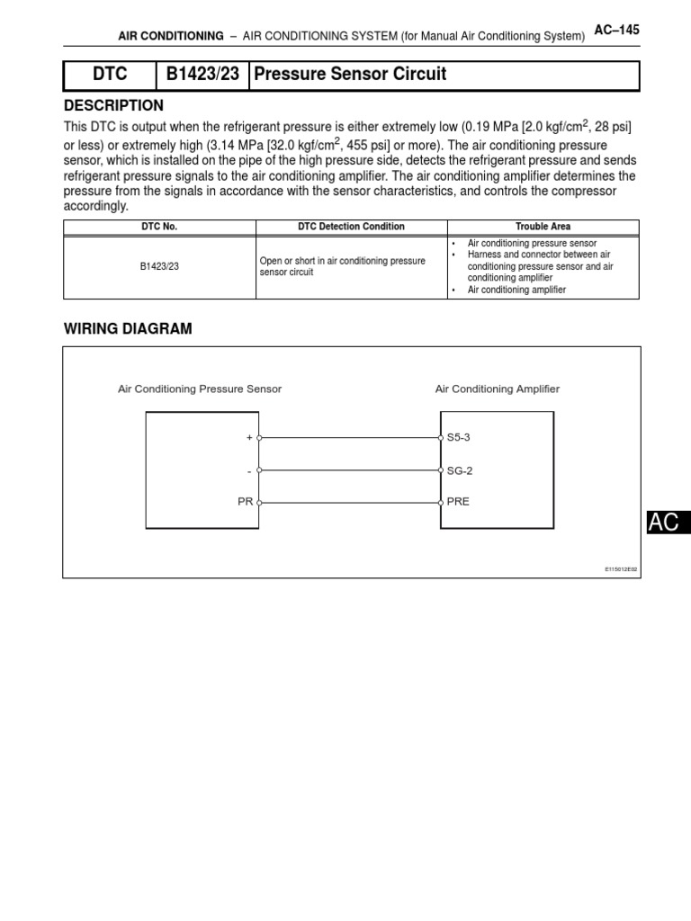 Pressure Sensor Circuit Toyota Corolla PDF Air Conditioning Voltage