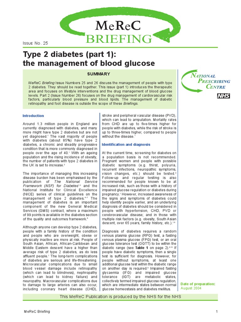 Management of Blood Glucose | PDF | Diabetes Mellitus Type 2 | Diabetes ...