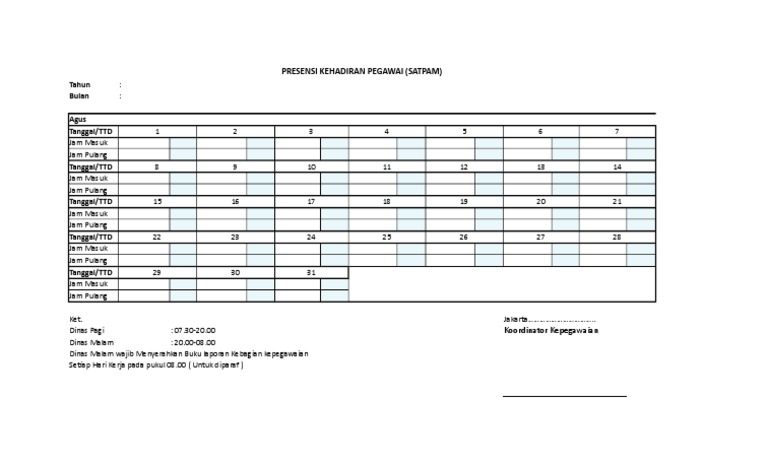 Contoh Absen Satpam