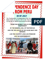 The Proclamation of Independence That Don Jose de San Martín Made On July 28, 1821 in The Plaza Mayor of Lima. On That Day St. Martin Pronounced The Following Words