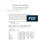 Department of Statistics: STATS 762: Topics in Regression Modelling Term Test Friday October 12, 2007