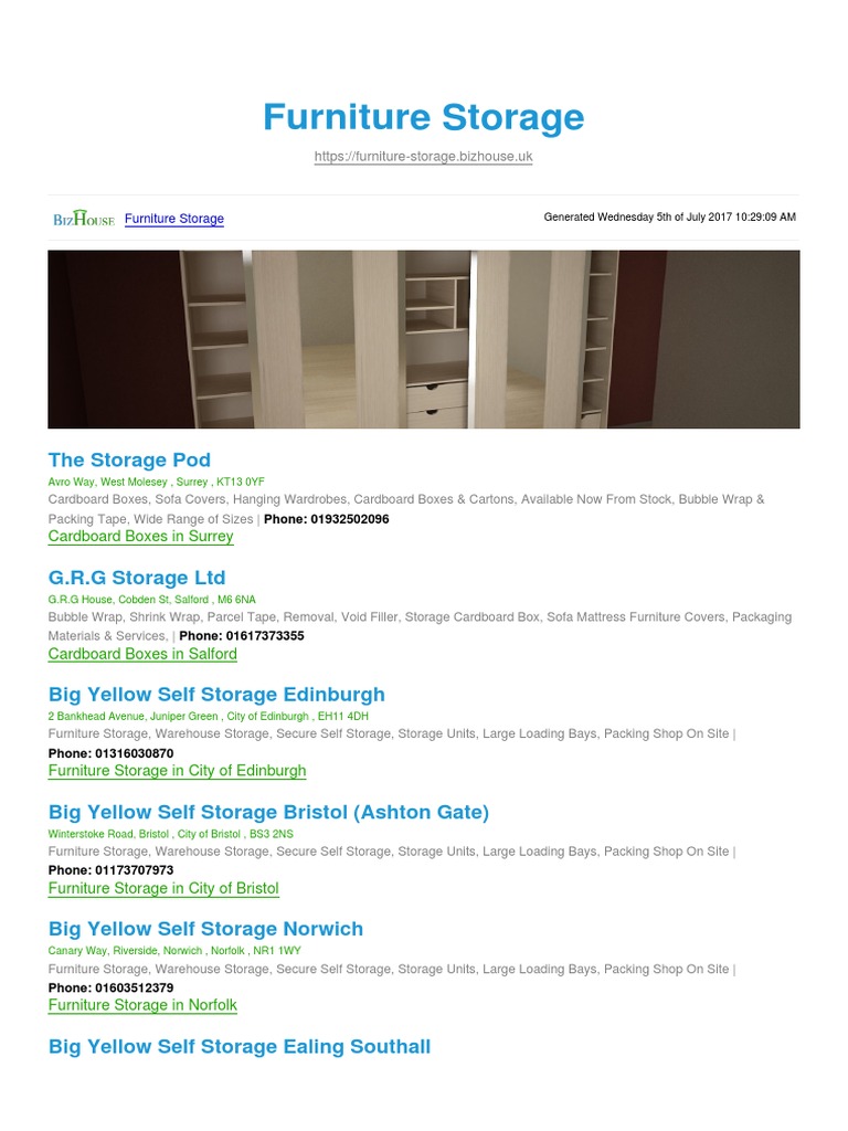 Big Yellow Self Storage Edinburgh Dandk Organizer