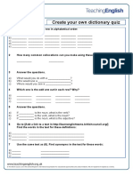 Dictionary Quiz Template PDF