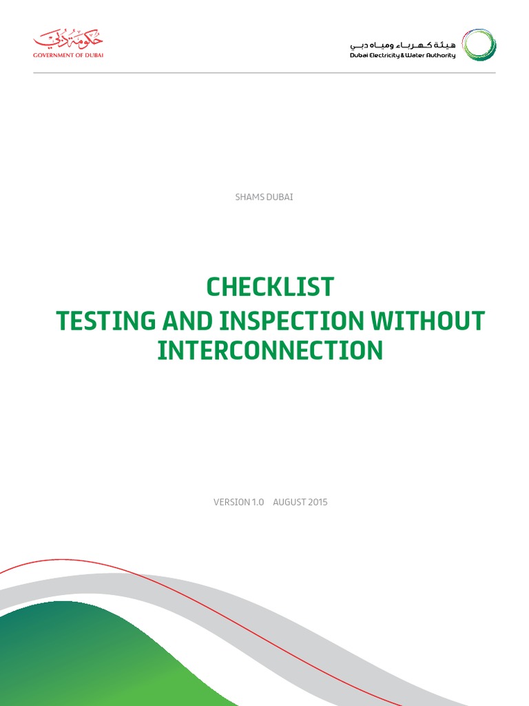 Checklist Testing and Inspection Without Interconnection 2 | PDF