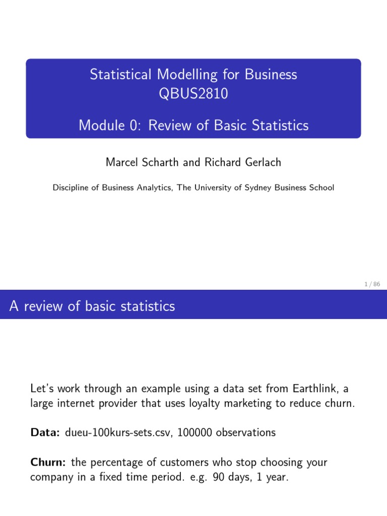Basic Statistics Review for QBUS2810 | PDF | P Value | Statistical ...
