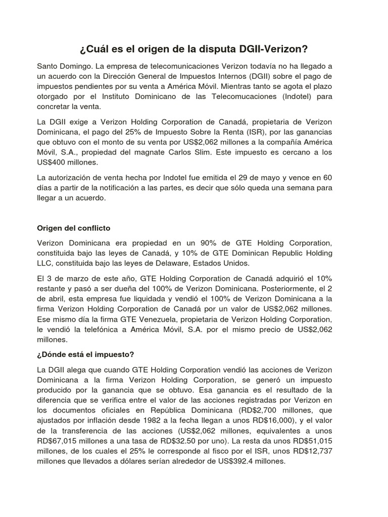 Verizon | PDF | República Dominicana | Impuestos