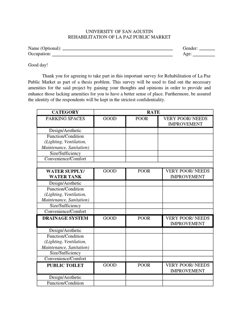Questionnaire PDF Public Toilet Sanitation