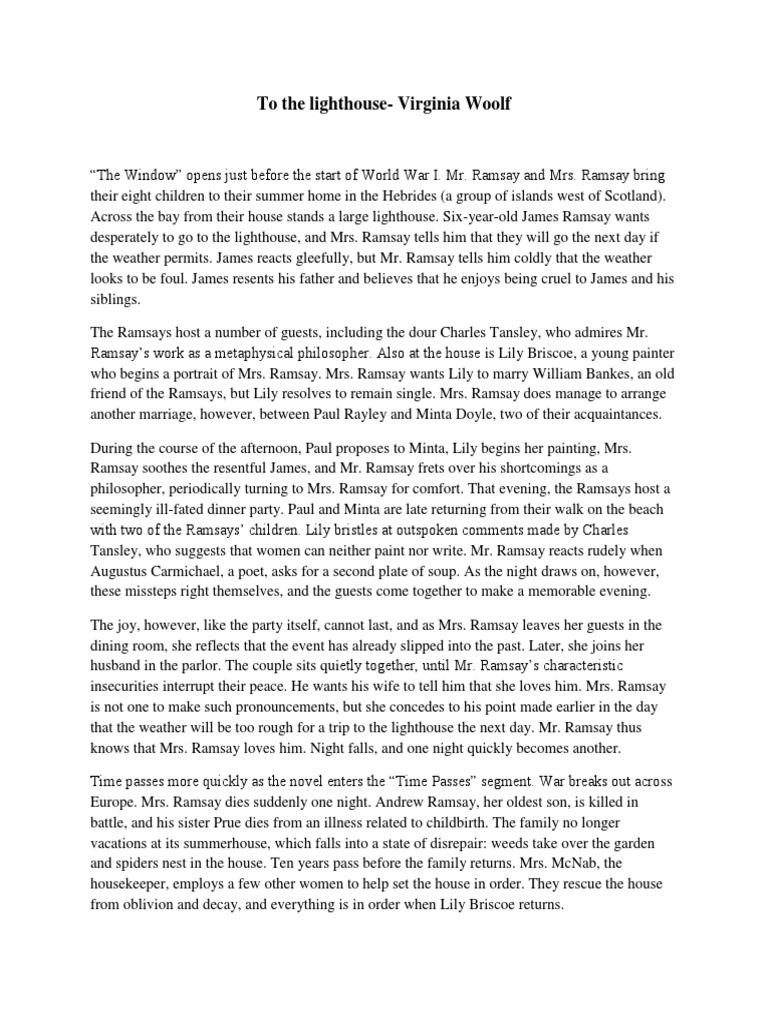 Woolf's "To the Lighthouse" Summary | PDF