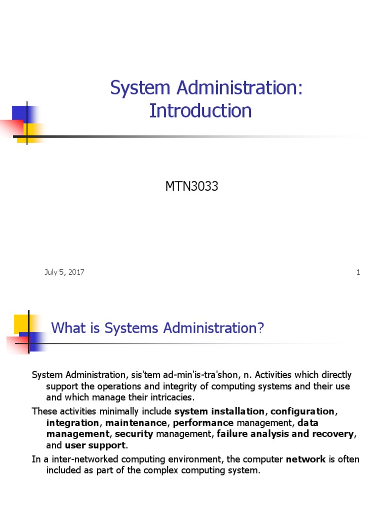 Introduction to System Administration | PDF | System Administrator ...