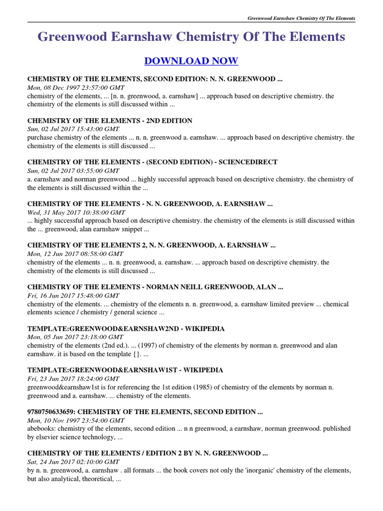 Chemistry of the Elements Overview | PDF | Natural Sciences | Nature