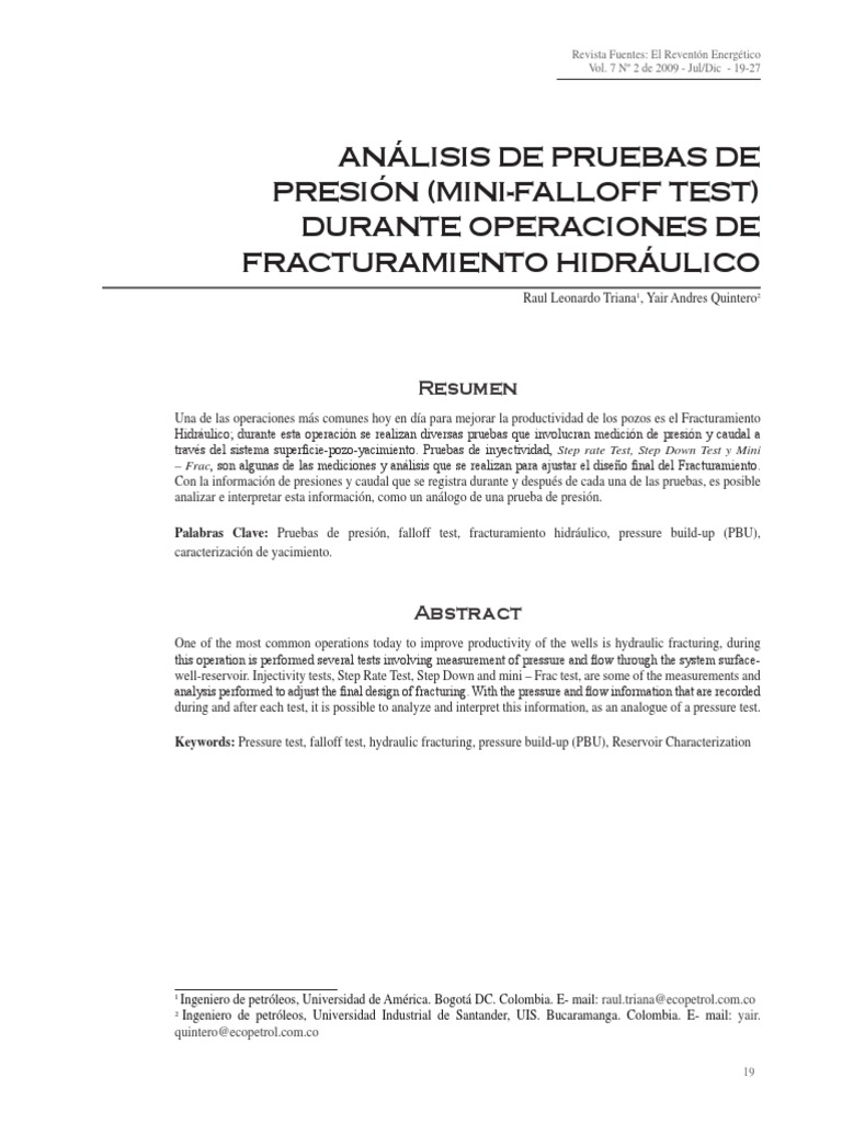 Fall Off Test | PDF | Derivado | Permeabilidad (Ciencias de la Tierra)