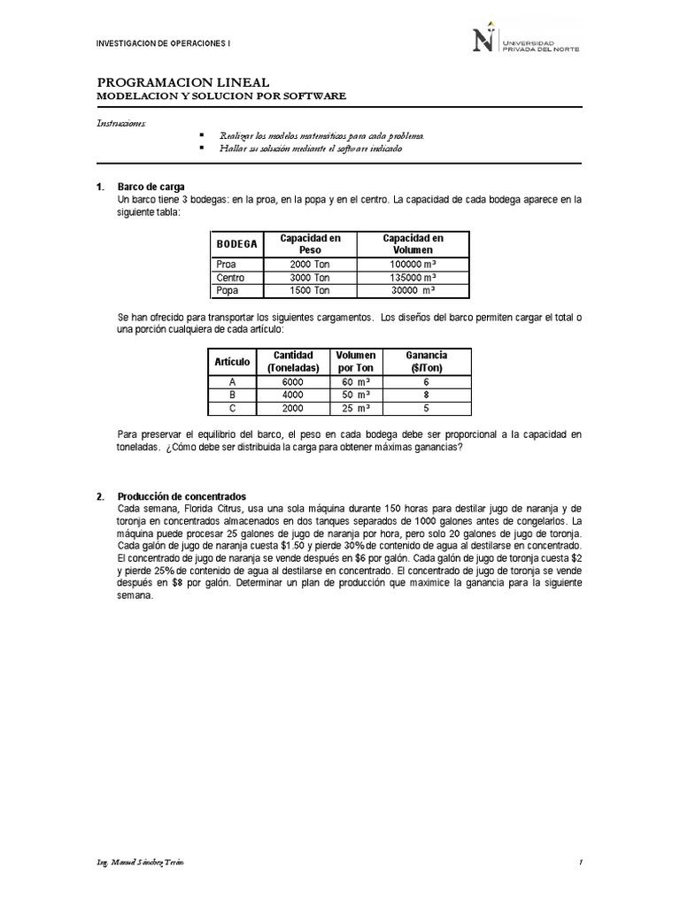 02L Problemas Programacion Lineal | PDF | Informática y tecnología de ...