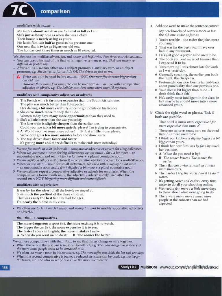 Grammar 7C (Comparison) | PDF