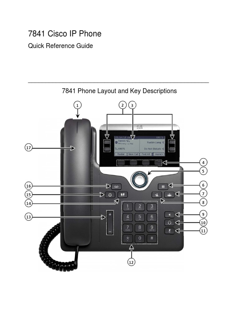 7841 Cisco IP Phone Quick Reference Guide | Telephone | Voicemail