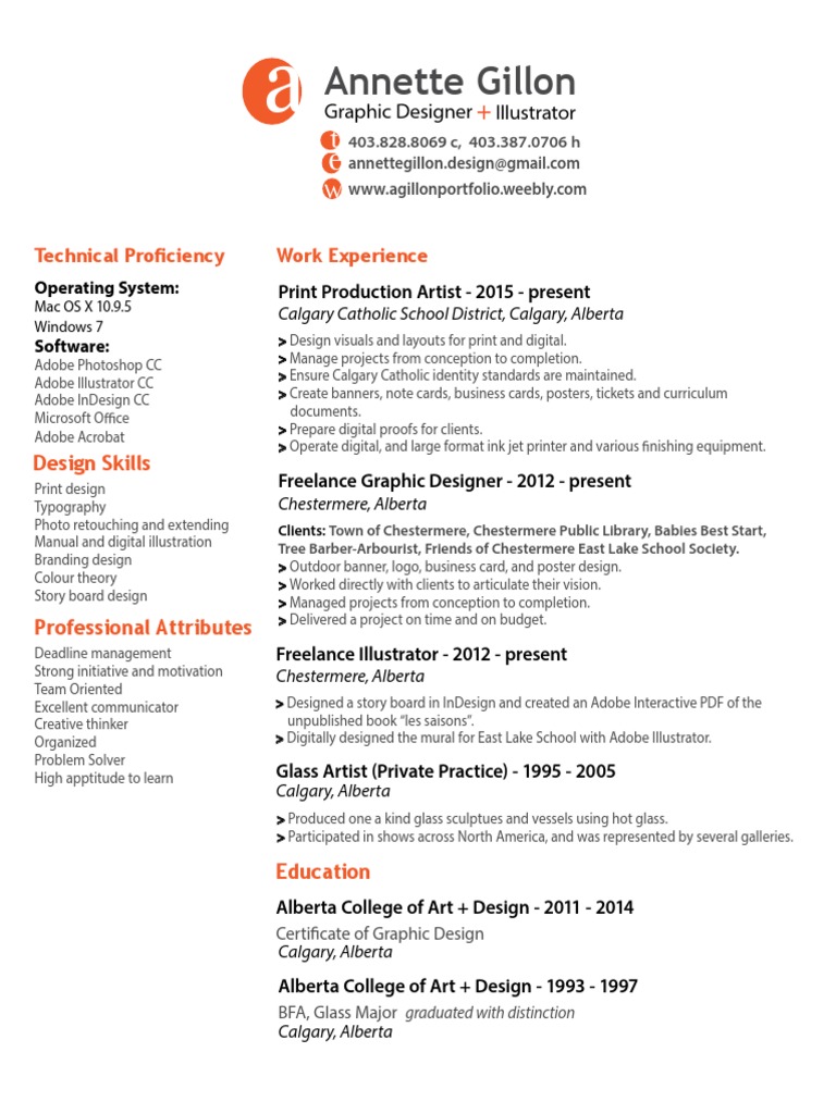 Annette Gillon BVC Resume | PDF | Adobe Illustrator | Graphic Design