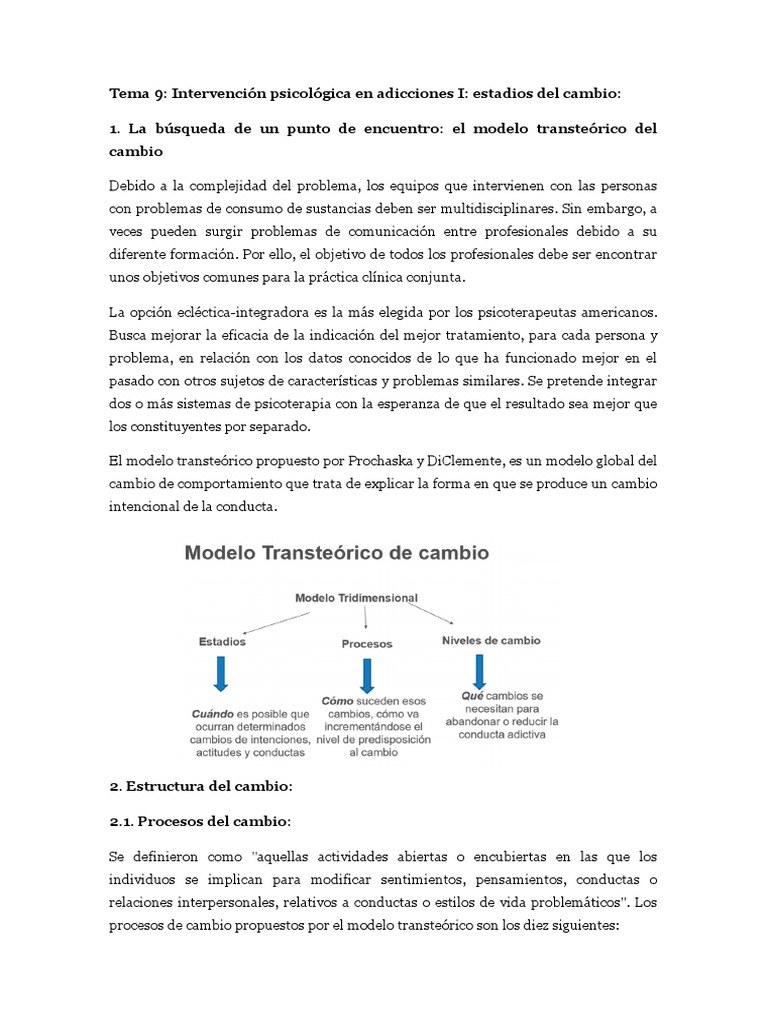 Modelo Transteórico del Cambio en Adicciones | PDF | Comportamiento ...