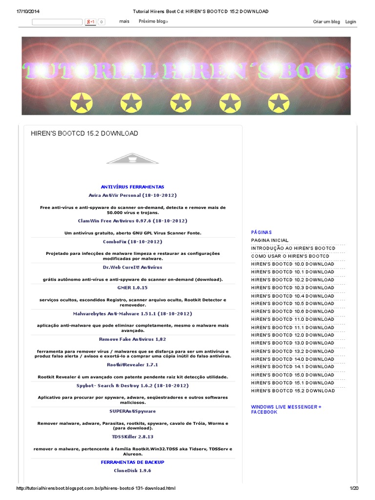 Tutorial Hirens Boot CD - HIREN'S BOOTCD 15 | PDF | Inicialização.