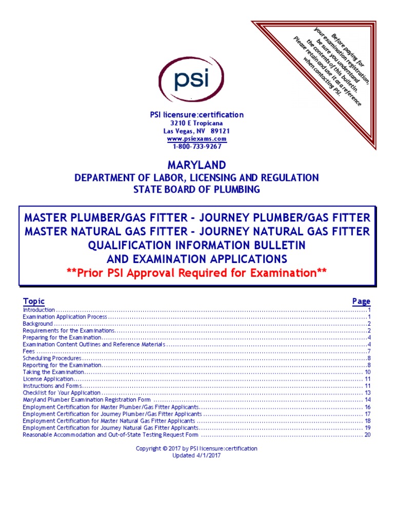 Maryland: Prior PSI Approval Required For Examination | PDF ...