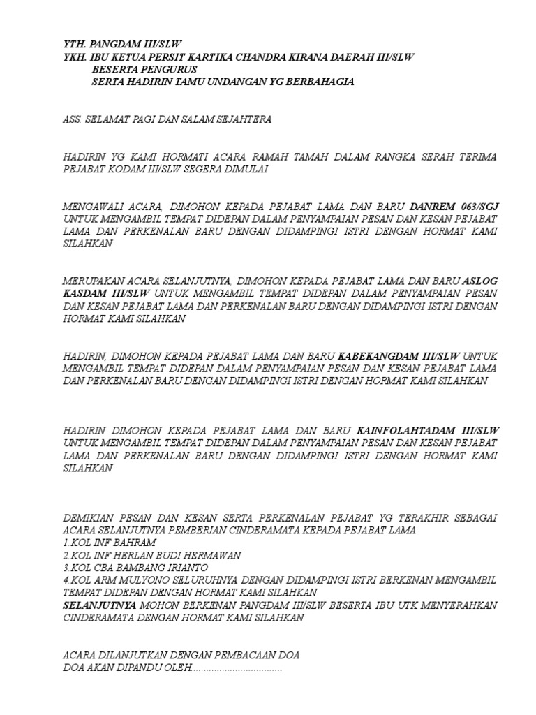 Sun Acara Ramah Tamah | PDF