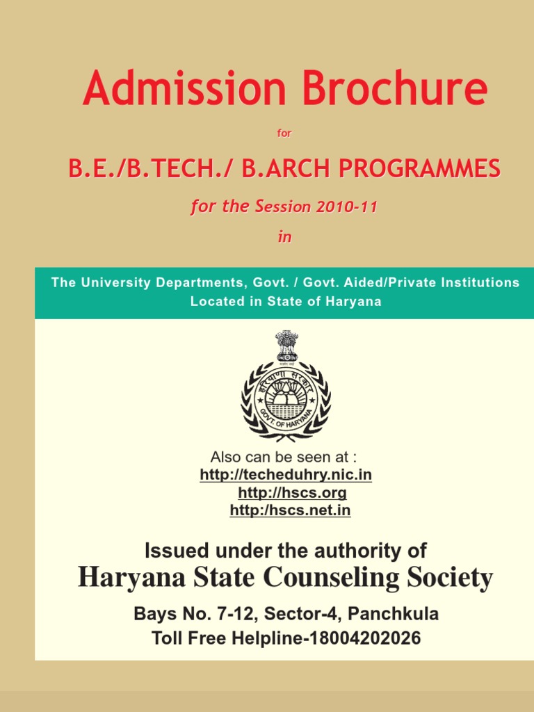Haryana B.E./B.Tech Admission Guide 2010-11 | PDF | University And ...