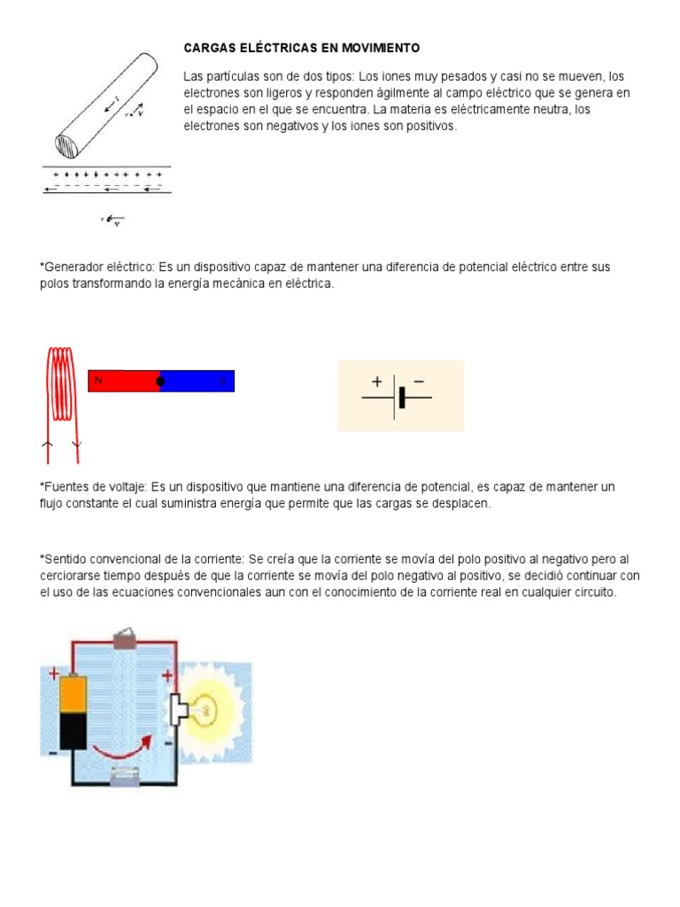 Cargas Eléctricas en Movimiento Corriente eléctrica Electricidad