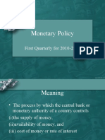 Monetary Policy: First Quarterly For 2010-2011