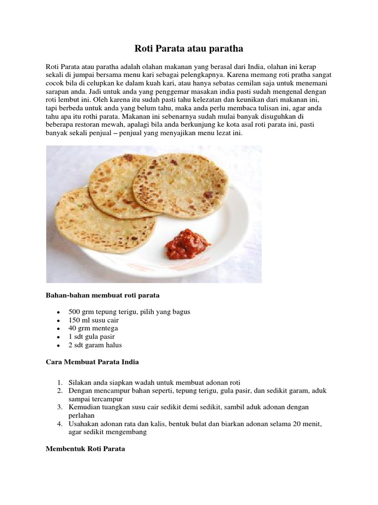 Resep Roti Parata India Sederhana | PDF