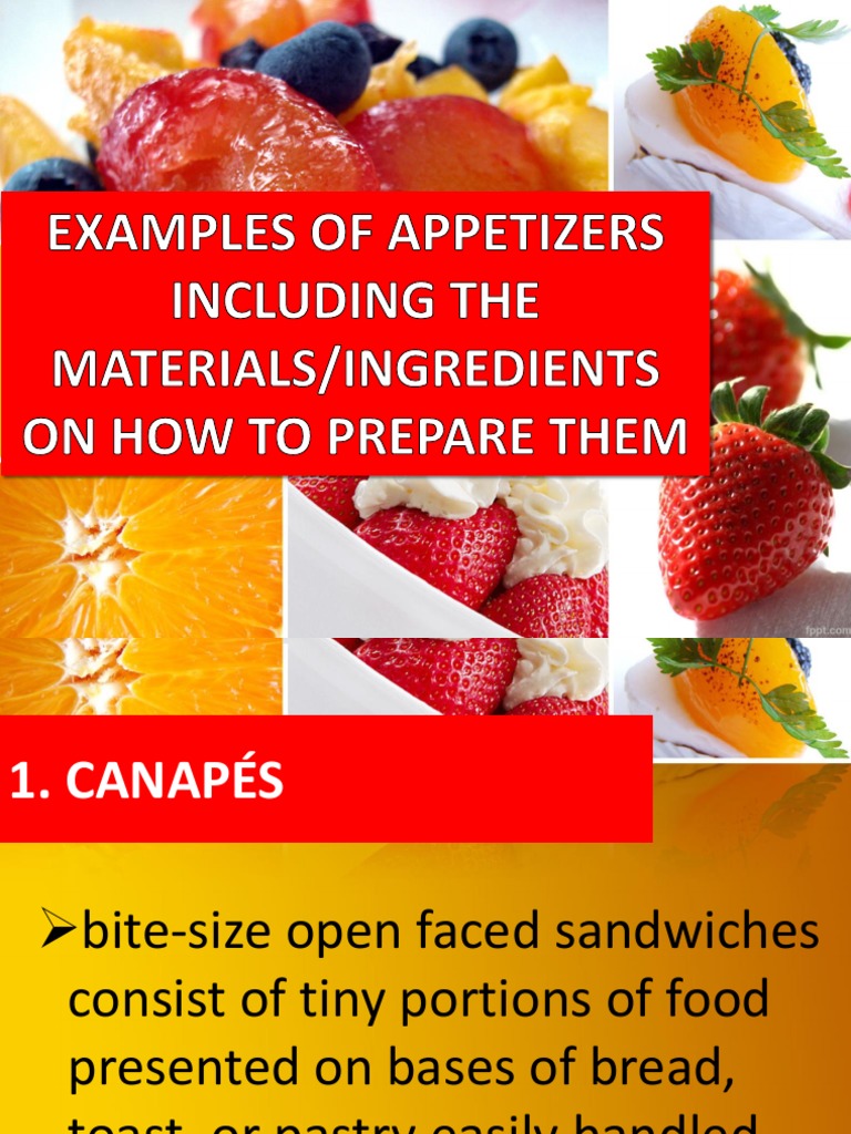 Appetizer Preparation and Ingredients Guide | PDF | Hors D'oeuvre ...