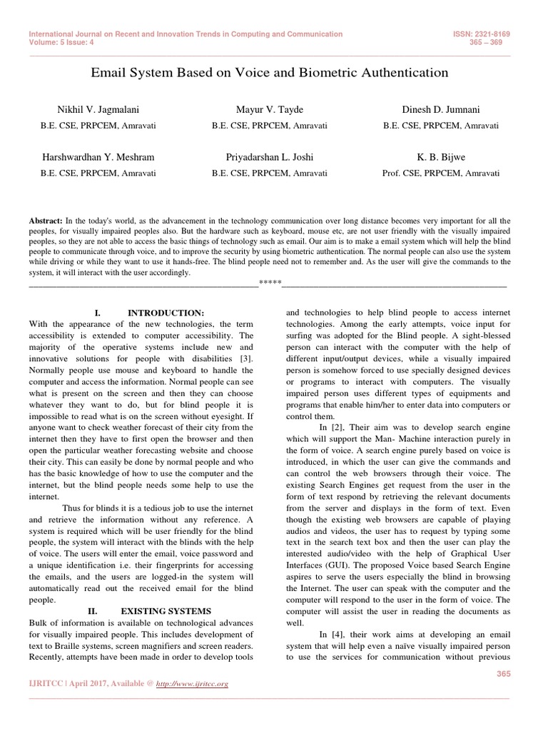 Voice-Activated Email for the Visually Impaired | PDF | Computer ...