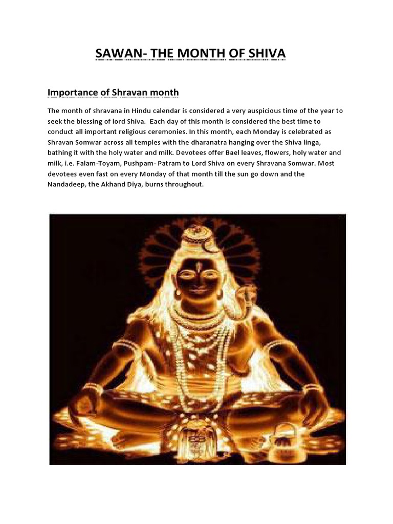 Shravan The Month of Lord | PDF | Shiva | Hindu Behaviour And Experience
