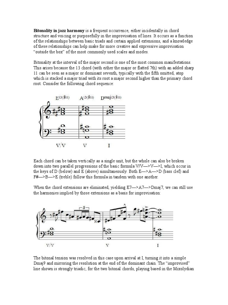 Bitonality in Jazz Harmony Elements Of Music Musicology