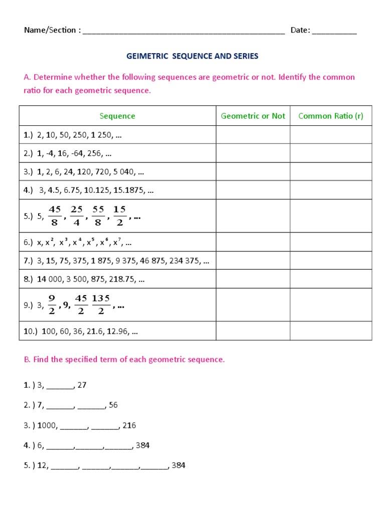 Sequence Geometric or Not Common Ratio (R) | PDF | Teaching Methods ...