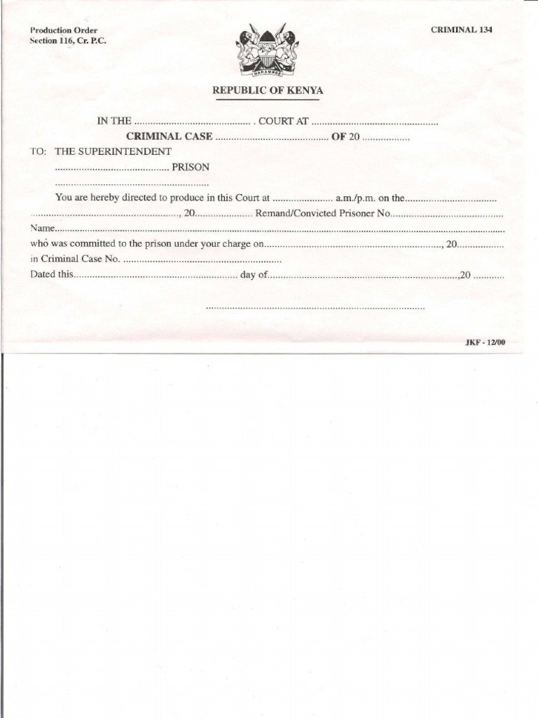 Kenya Production Order | PDF