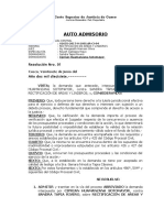 Auto admisorio de demanda de rectificación de áreas y linderos en Cusco