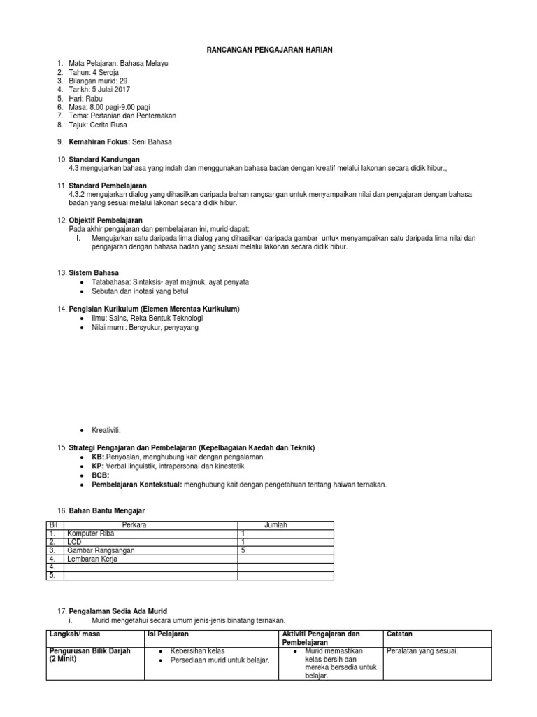 Rancangan Pengajaran Harian 2 Pdf