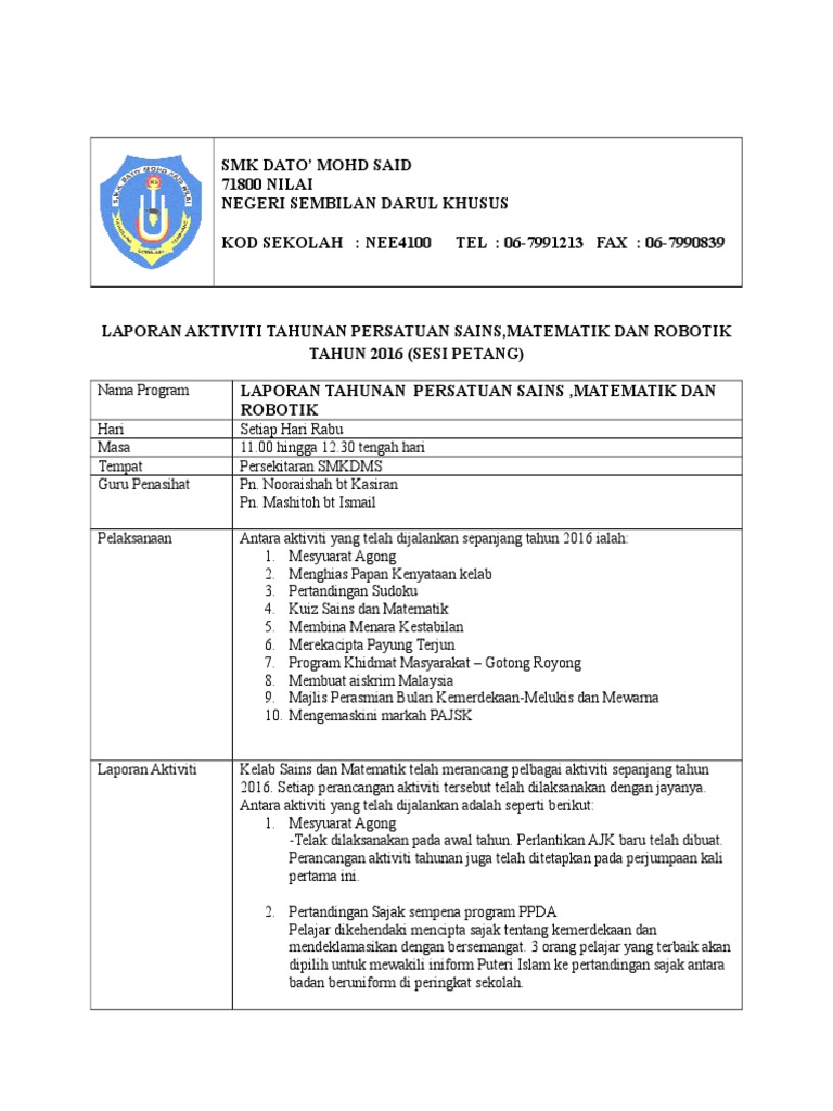 Laporan Tahunan Persatuan Sn Mm 2016 Pdf