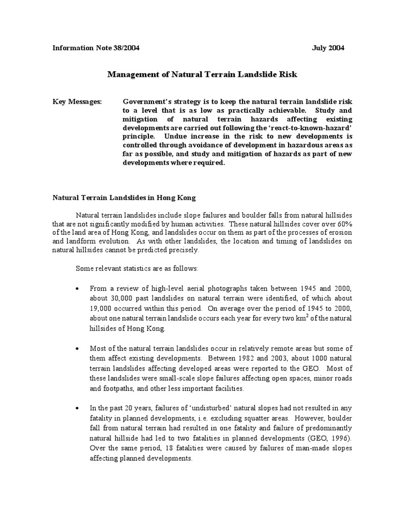 Managing Natural Terrain Landslide Risks | PDF | Landslide ...