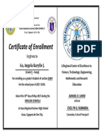 Certificate of Enrollment: Go, Angela Karylle J