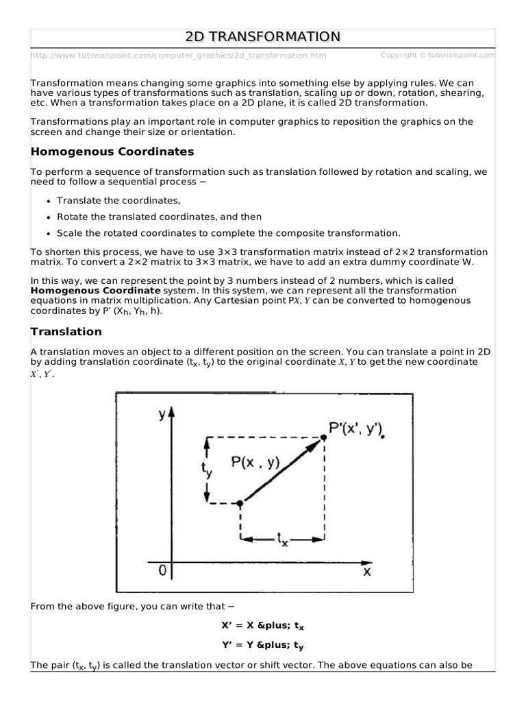 2d Transformation123 PDF | PDF | 2 D Computer Graphics | Trigonometric ...