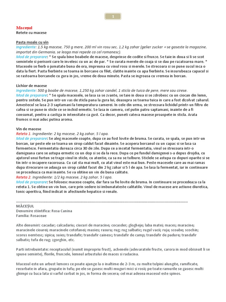 Macesul - Retete | PDF
