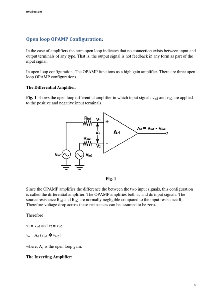 Open Loop OPAMP Configuration PDF | PDF | Operational Amplifier | Amplifier